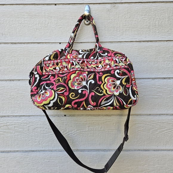 Vera Bradley Puccini weekender duffel travel bag brown floral - Picture 2 of 10